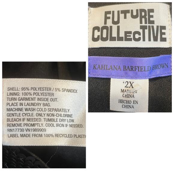 Future Collective Black Sequin Kahlana Barfield Brown Button Down Shirt 2X NWT - Picture 11 of 13